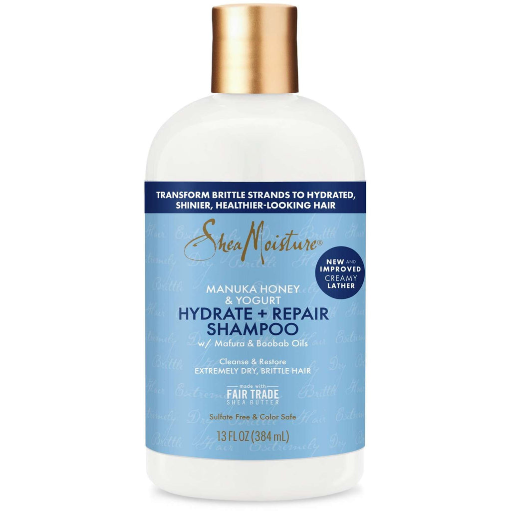 SheaMoisture Manuka Honey & Yogurt Hydrate & Repair Sulfate-Free Shampoo for Damaged Wavy & Curly hair with Mafura & Baobab Oils 384 ml