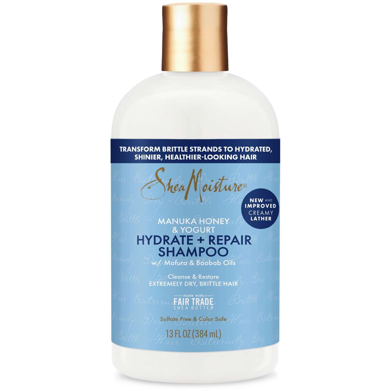 SheaMoisture Manuka Honey & Yogurt Hydrate & Repair Sulfate-Free Shampoo for Damaged Wavy & Curly hair with Mafura & Baobab Oils 384 ml