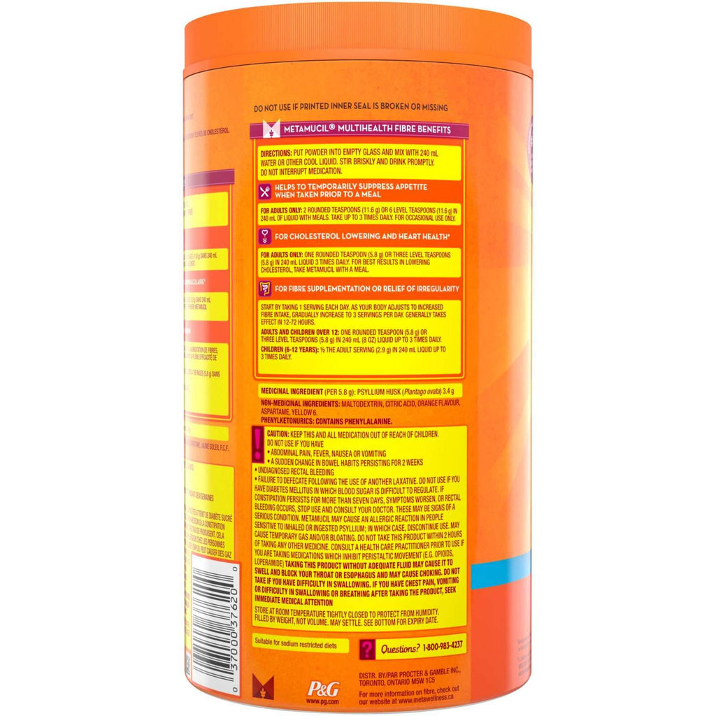 3 in 1 MultiHealth Fibre! Sugar-Free Fiber Suplement Powder, Orange, 1.04 kg