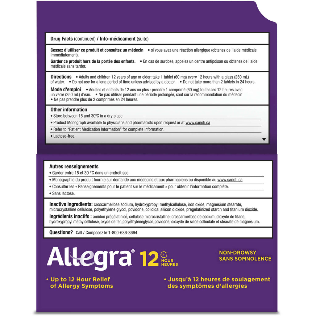 12 Hour Allergy Relief Tablets, 60 mg