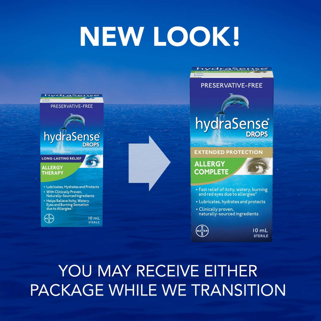 hydraSense Eye Drops, Allergy Relief, Preservative Free, Naturally Sourced, Long-Lasting Relief, 10 mL