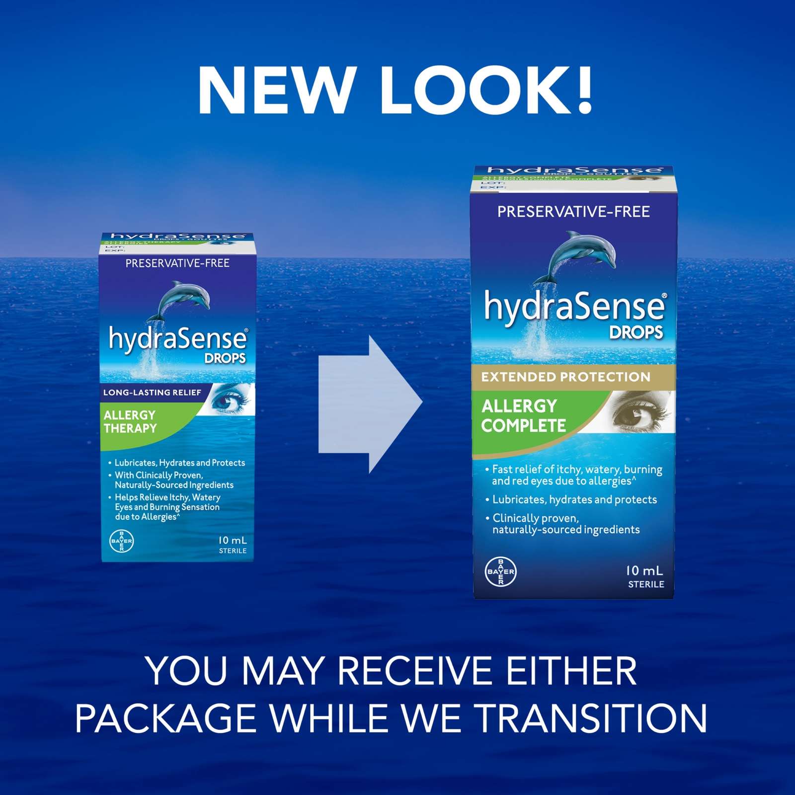 hydraSense Eye Drops, Allergy Relief, Preservative Free, Naturally Sourced, Long-Lasting Relief, 10 mL
