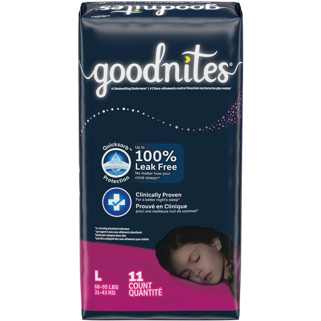 Goodnites Girls' Nighttime Bedwetting Underwear, L (68-95 lb.)