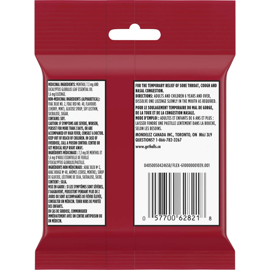 Halls Relief Mentho-lyptus Cherry Flavour, 4 x 9 Cough Drops Multipack