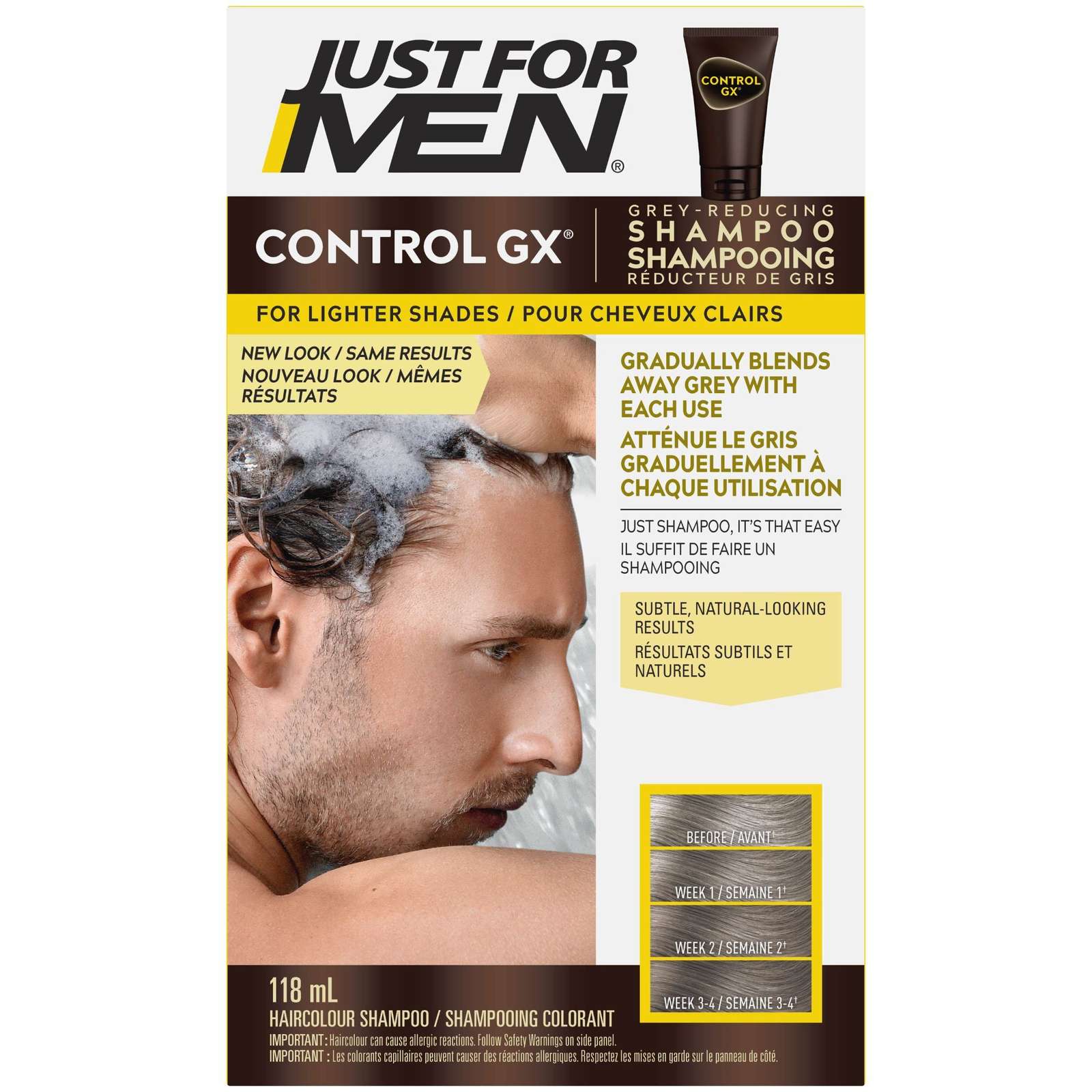 Just For Men Control GX Light Shades Grey Reducing Shampoo, For Lighter Shades of Hair