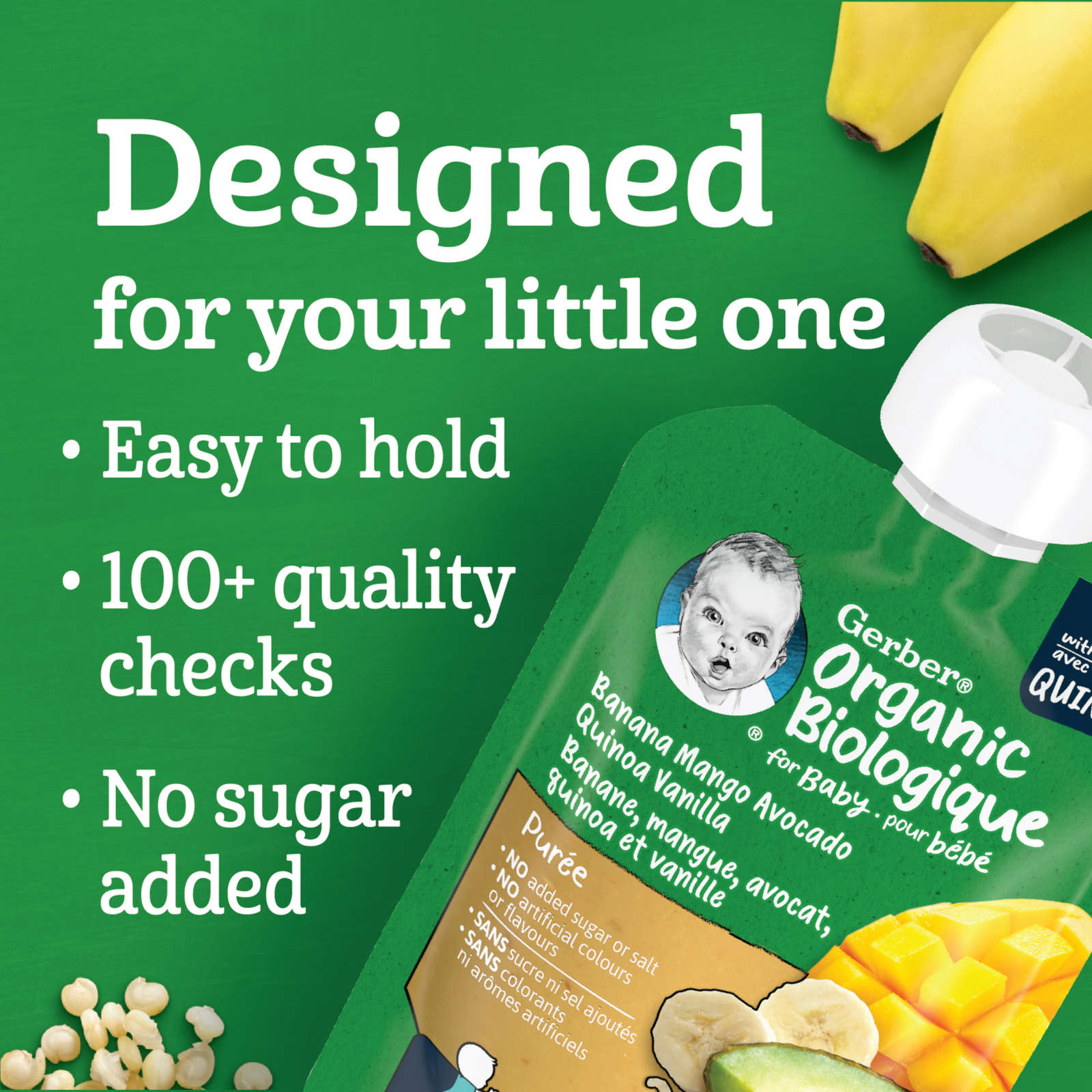 Organic Toddler Purée Banana Mango Avocado Vanilla Quinoa