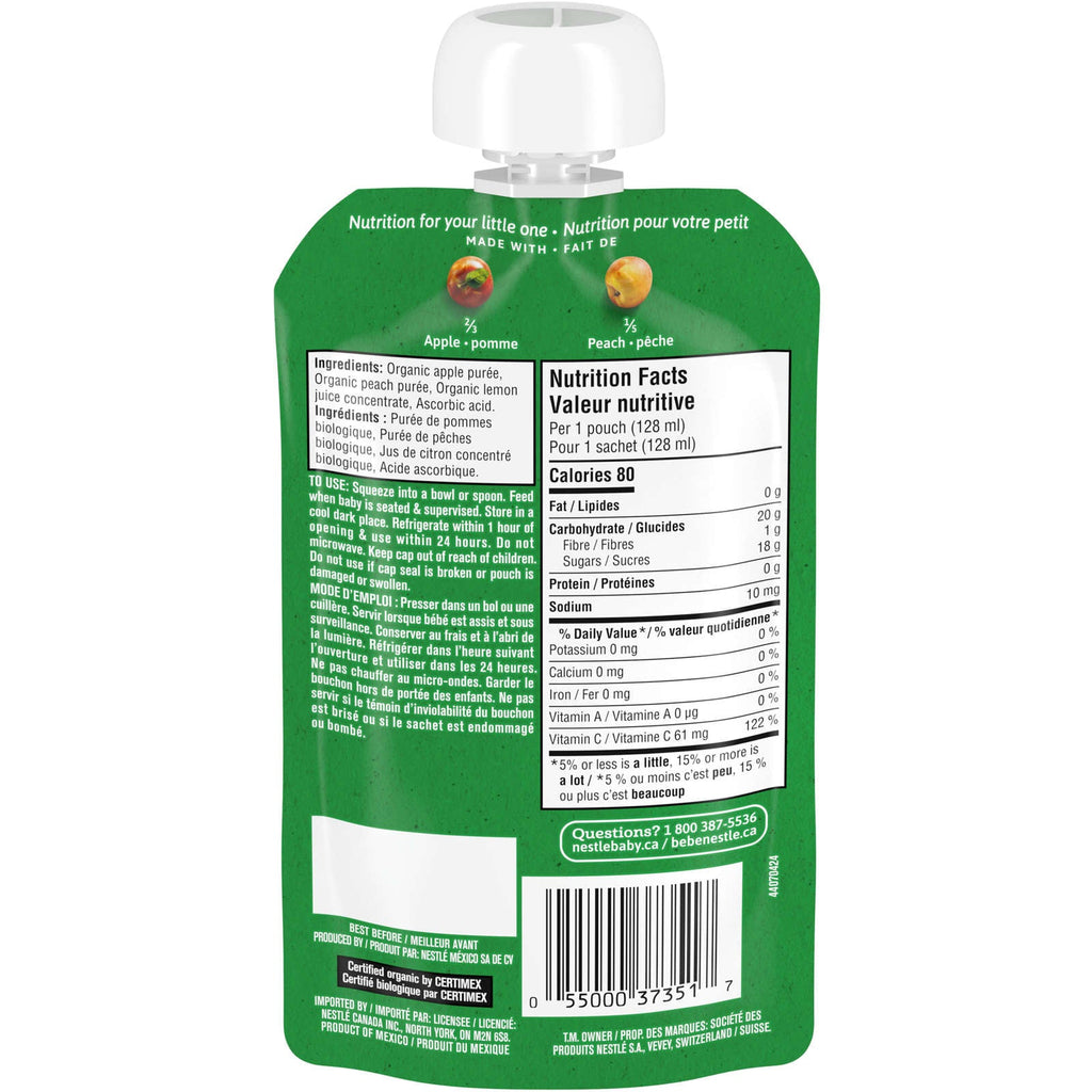 Organic Purée Apple Summer Peach Baby Food