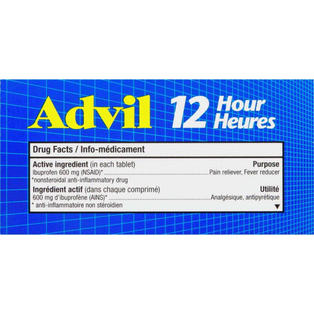 Advil 12 Hour Tablets for Extended Pain Relief, 600 mg Ibuprofen, 30 Count