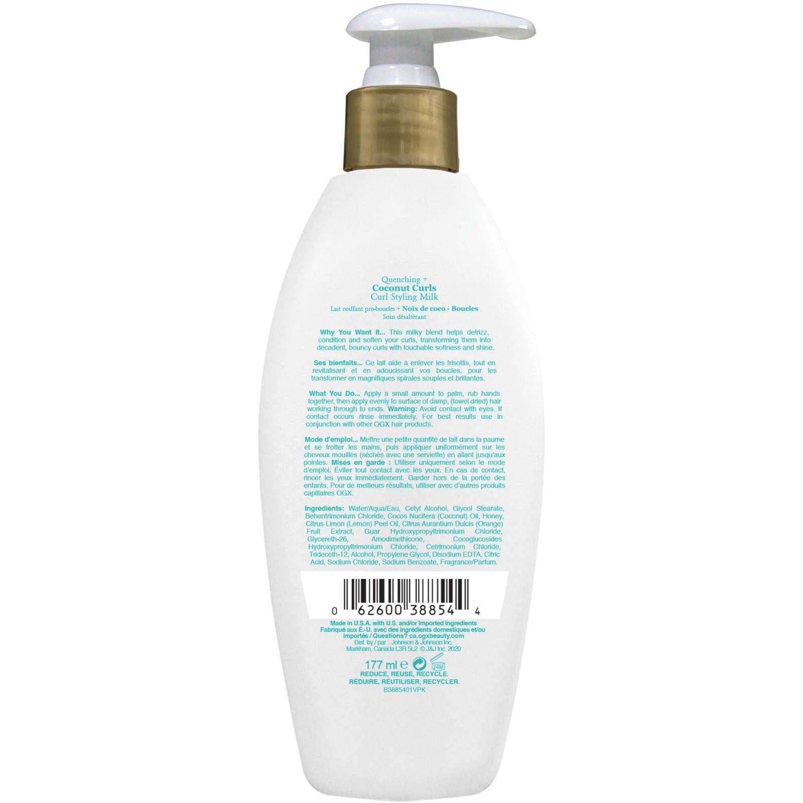 Quenching + Coconut Curls Frizz-Defying Curl Styling Milk, Nourishing Leave-In Hair Treatment with Coconut Oil, Citrus Oil & Honey, Paraben-Free and Sulfated-Surfactants Free