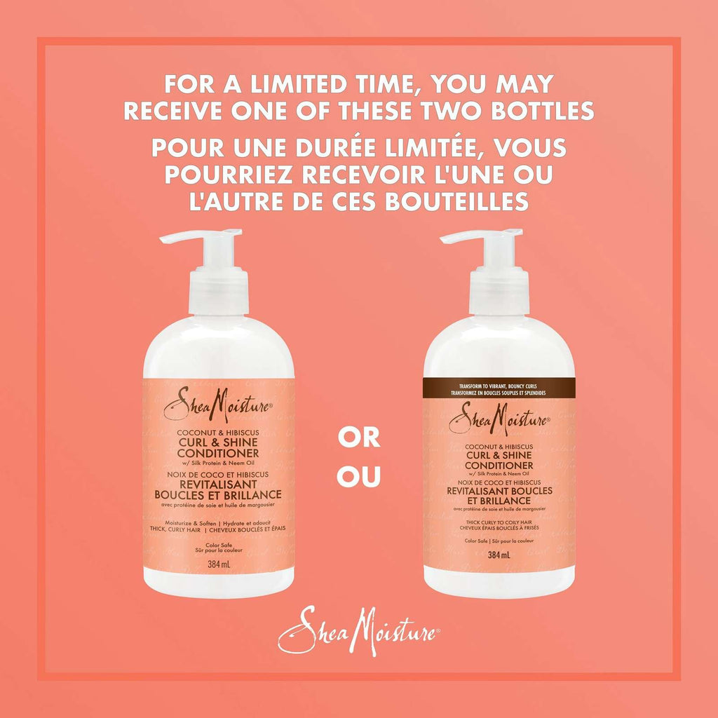 SheaMoisture Coconut & Hibiscus Curl & Shine Conditioner for Thick, Curly Hair with Silk Protein & Neem Oil to Moisturize & Soften 384 ml