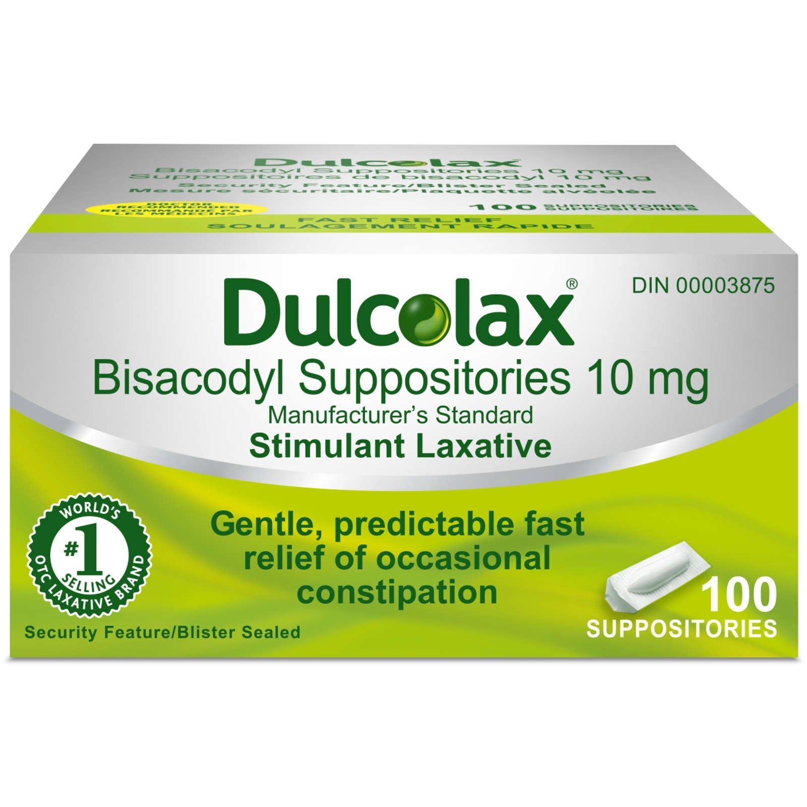 Dulcolax 10 MG Suppositories 100 CT - Bisacodyl Active Ingredient - Ef ...