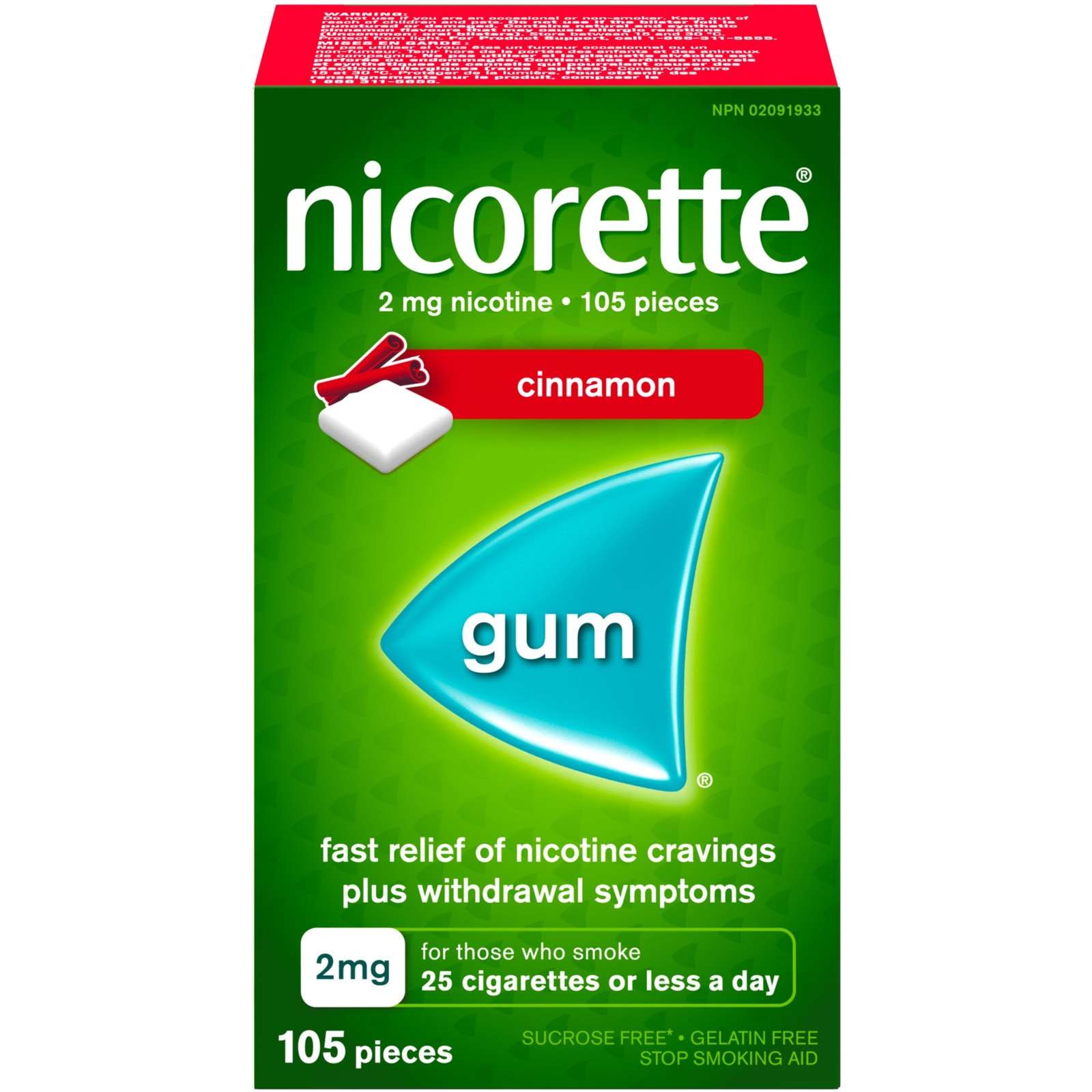 Nicotine Gum, 2 mg, Cinnamon Flavour