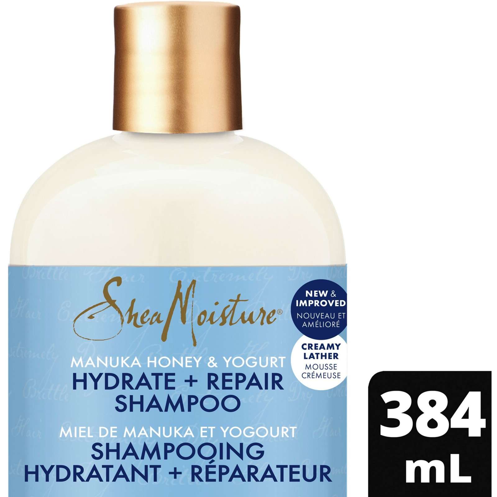 SheaMoisture Manuka Honey & Yogurt Hydrate & Repair Sulfate-Free Shampoo for Damaged Wavy & Curly hair with Mafura & Baobab Oils 384 ml
