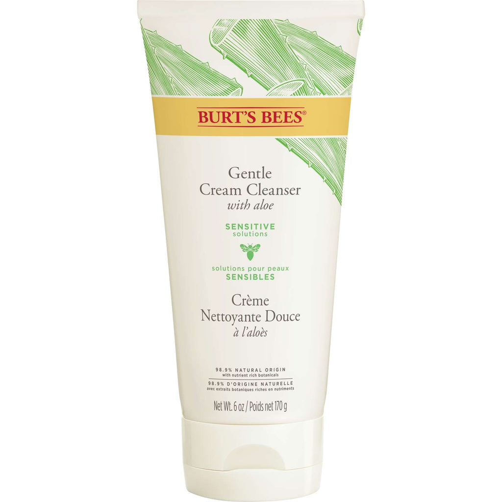 Sensitive Solutions Gentle Facial Cream Cleanser, Daily Face Wash for Sensitive Skin with Aloe, 98.9% Natural Origin, Developed with Dermatologists