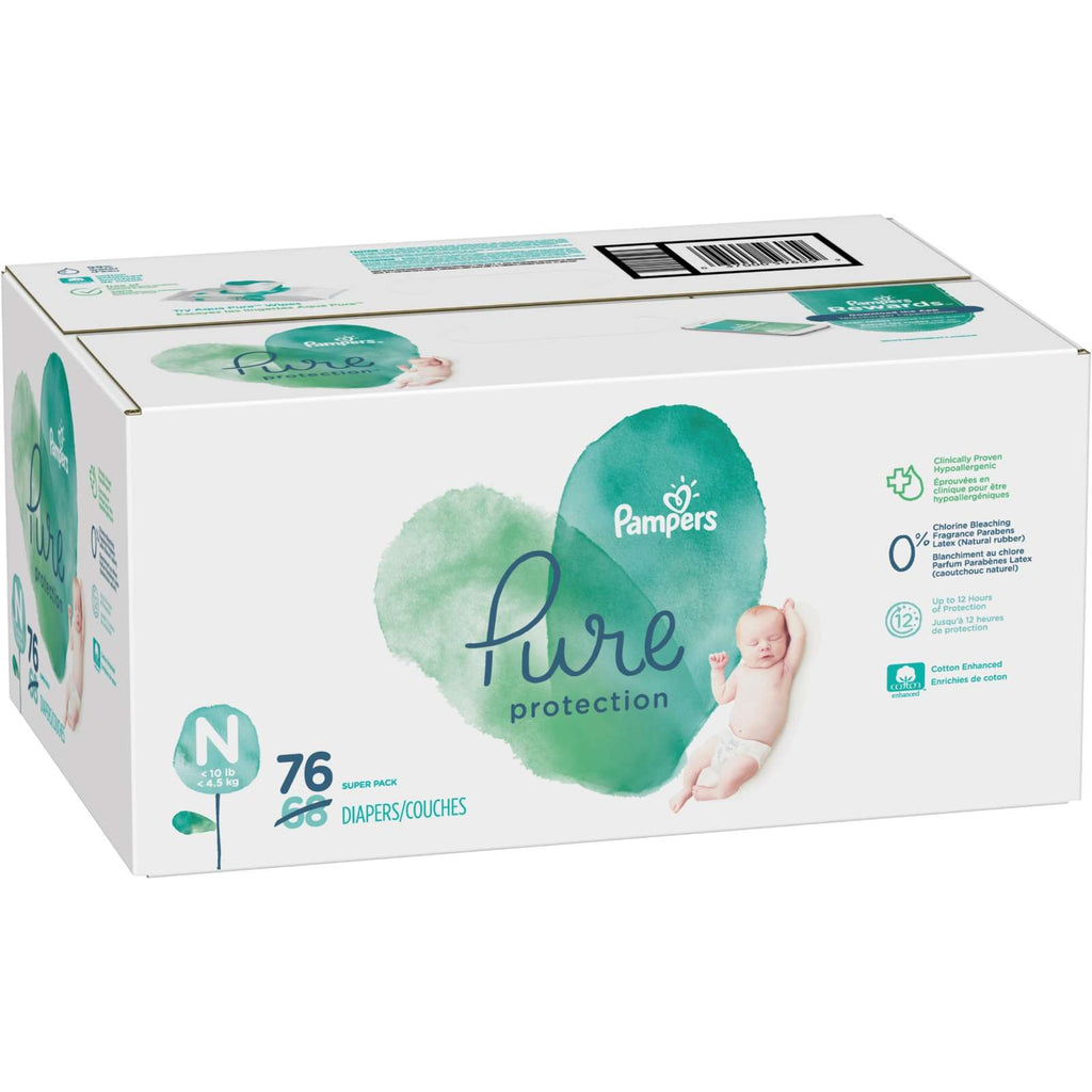 Pure Protection Newborn Diapers Size N 76 Count