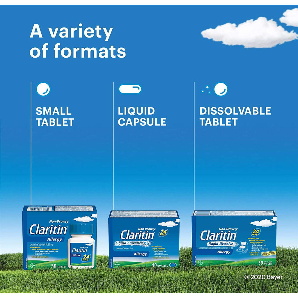 Claritin Liquid Capsules Allergy Medicine, Fast-Acting 24-Hour Non-Drowsy Relief 10 mg, 40 Capsules