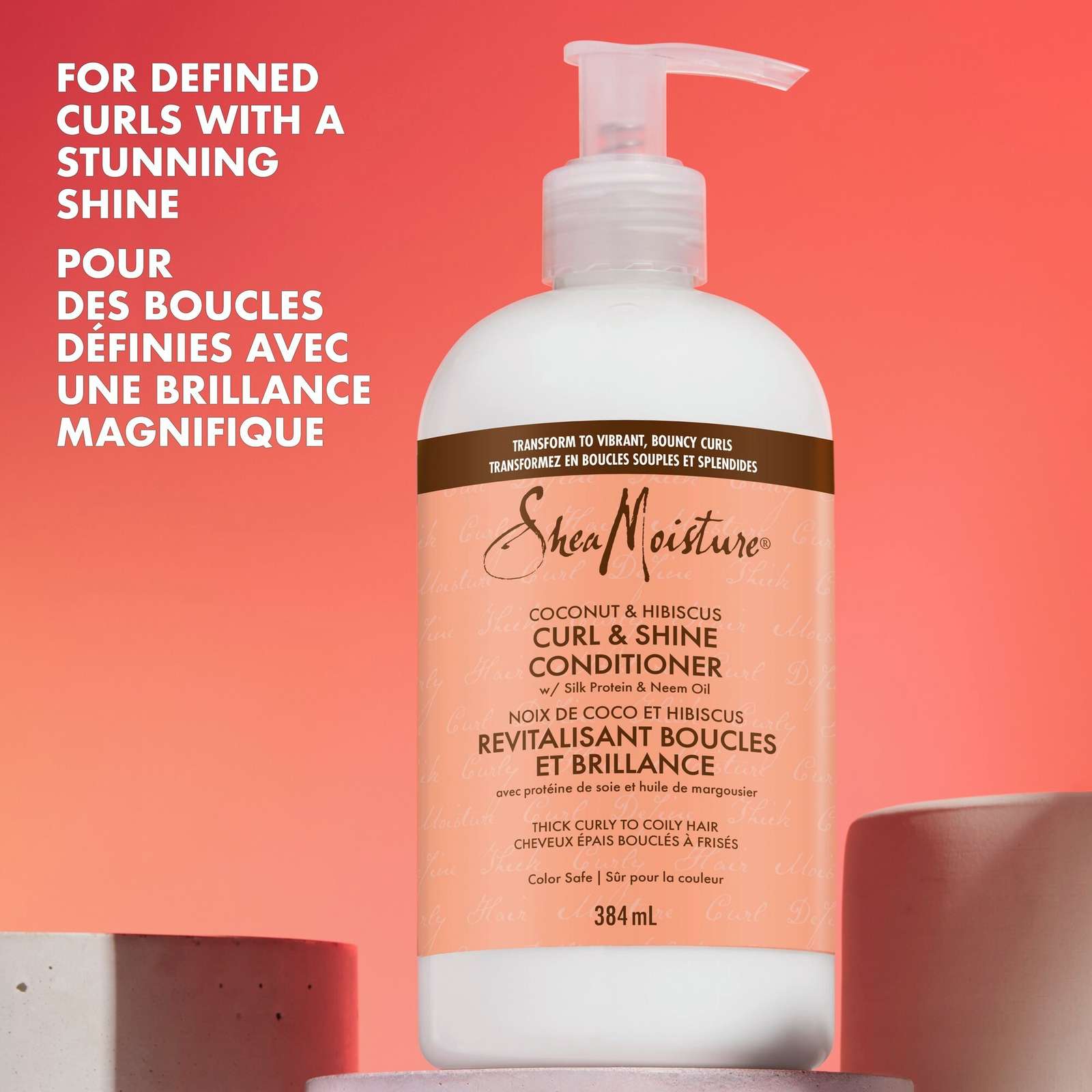 SheaMoisture Coconut & Hibiscus Curl & Shine Conditioner for Thick, Curly Hair with Silk Protein & Neem Oil to Moisturize & Soften 384 ml