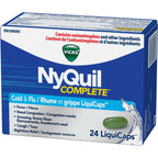 NyQuil COMPLETE Cough, Cold & Flu Nighttime Relief, 24 LiquiCaps