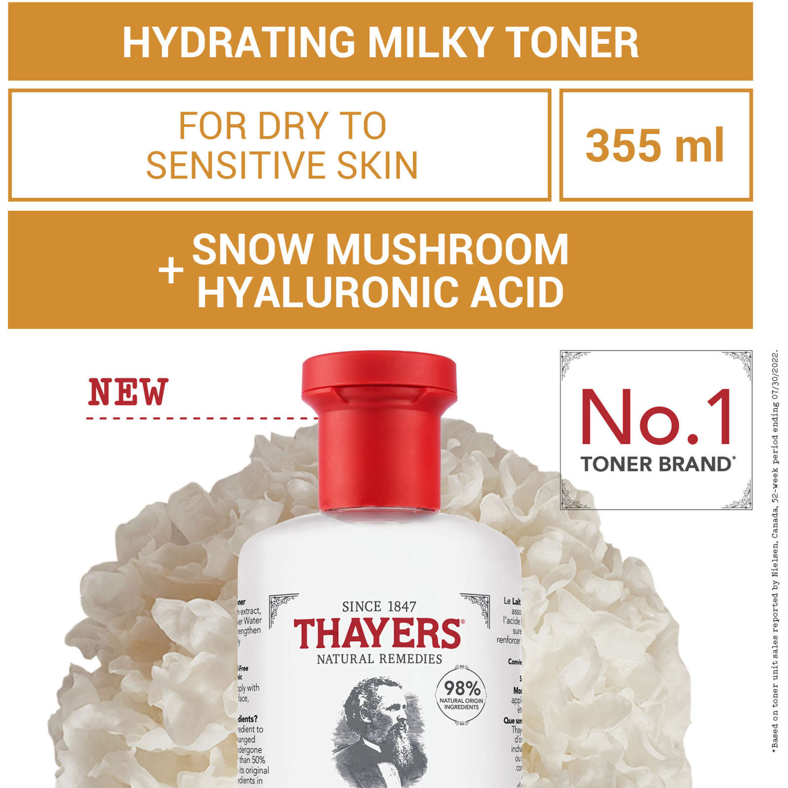 Milky Face Toner Skin Care with Snow Mushroom, Natural Gentle Facial Toner, for All Skin Types