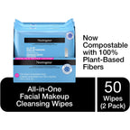 All In one Makeup Remover Facial Cleansing Wipes, Plant Based and  Compostable, Special Value Twin Pack