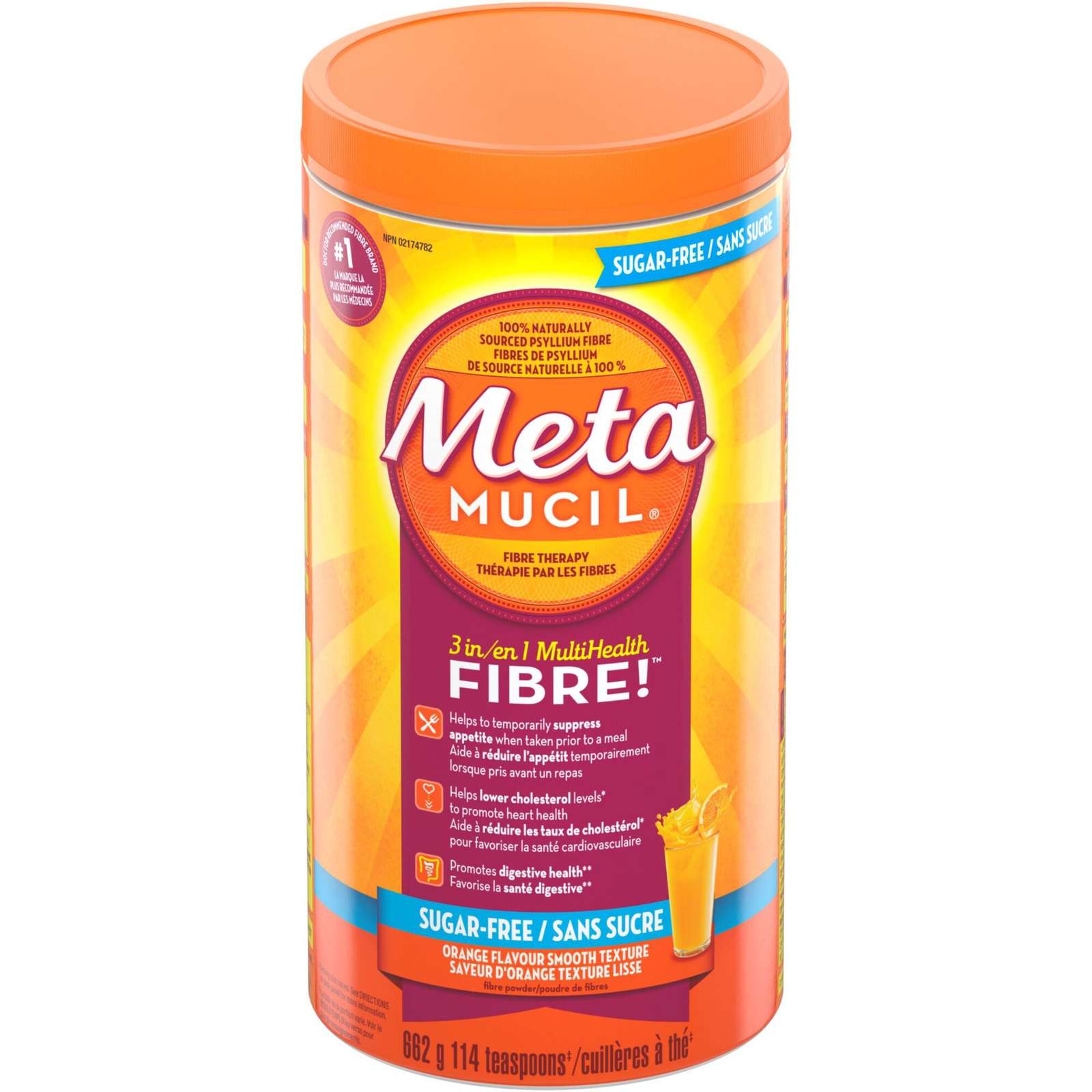 3 in 1 MultiHealth Fibre! Sugar-Free Fiber Suplement Powder, Orange, 662 g