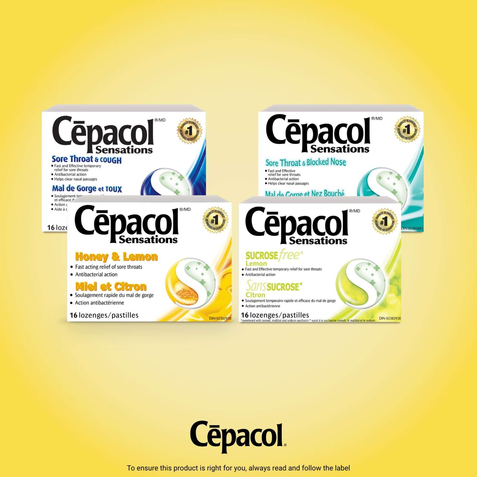 Cepacol® Extra Strength Sucrose Free Honey Lemon Value Pack, Sore Throat Lozenges, 16 ct