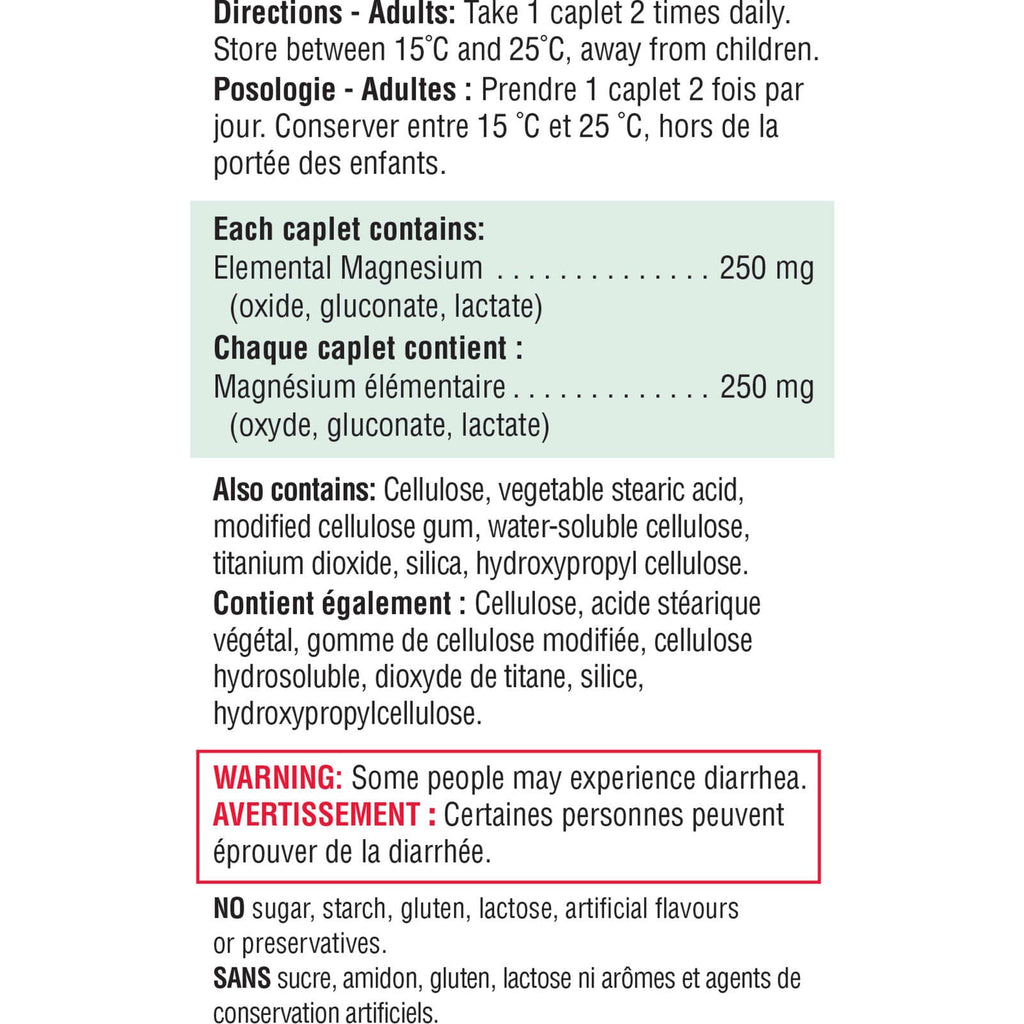 Magnesium High Potency Caplets, 250 mg