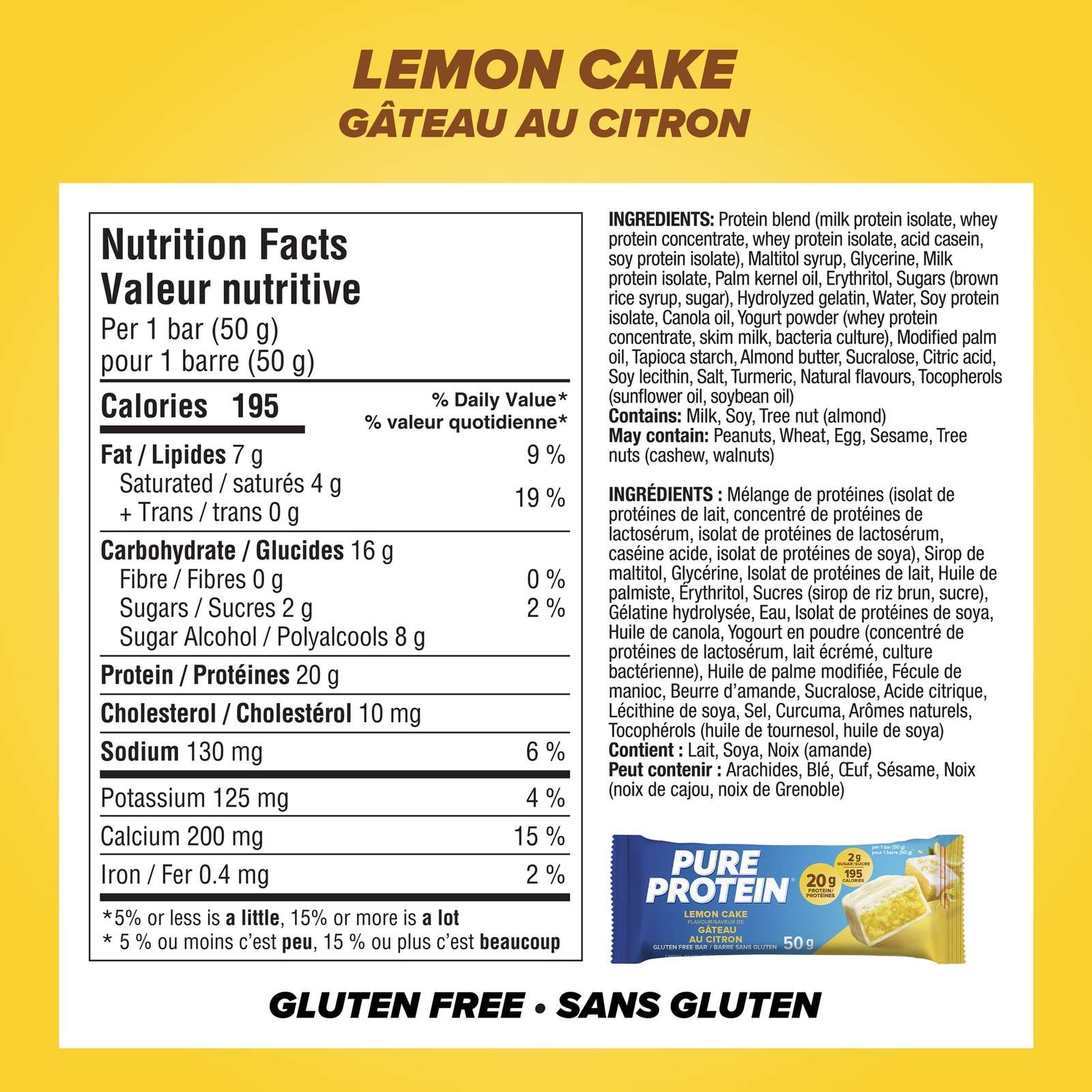 Gluten Free Bar Lemon Cake Flavour Bars  6 x 50 g