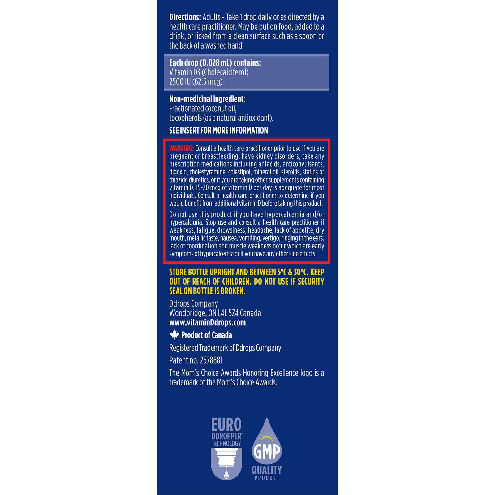 Ddrops Adult 2500 IU Vitamin D3, 180 drops