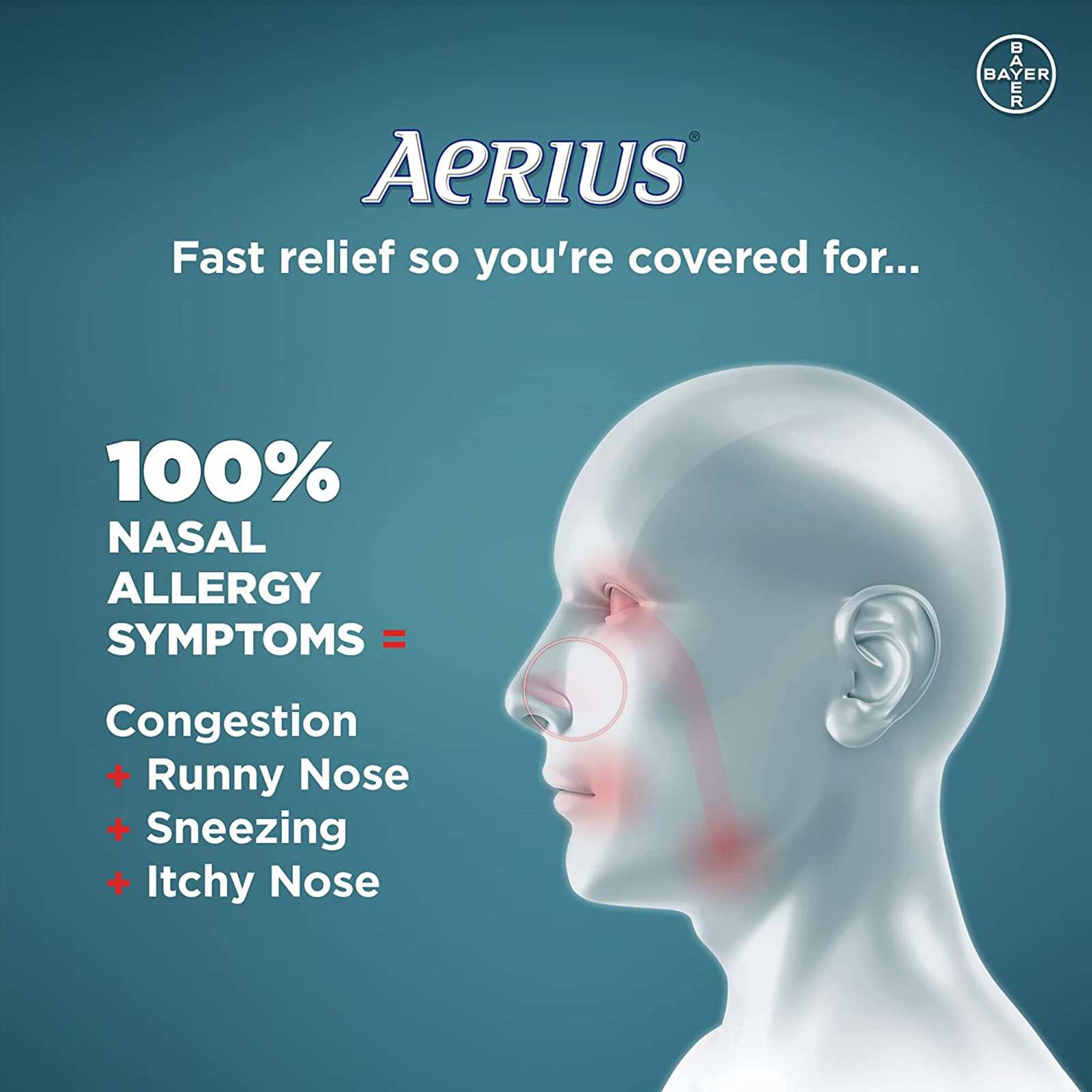 Aerius Allergy Medicine, Fast Relief, 24-Hour, Non-Drowsy, 15 Symptoms, 80 Tablets