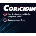 Coricidin Decongestant Free Cough and Cold Medicine - Cough, cold and flu medicine for adults – Effective Symptom Relief From Sore Throat, Cough, Chest Congestion, Fever, and Headaches, 24 Liquid Gels