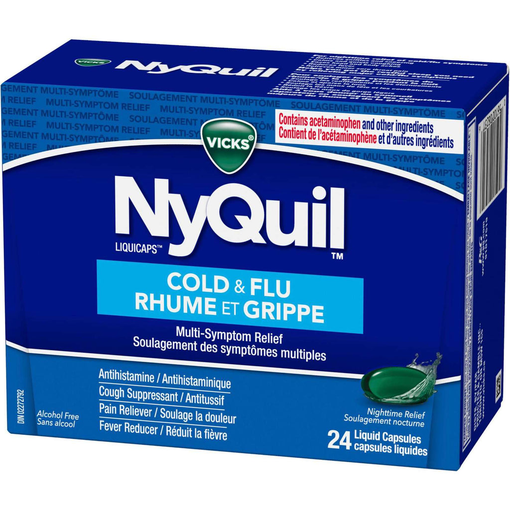 NyQuil Cold & Flu Multi-Symptom Relief Liquid Capsules, 24 Count