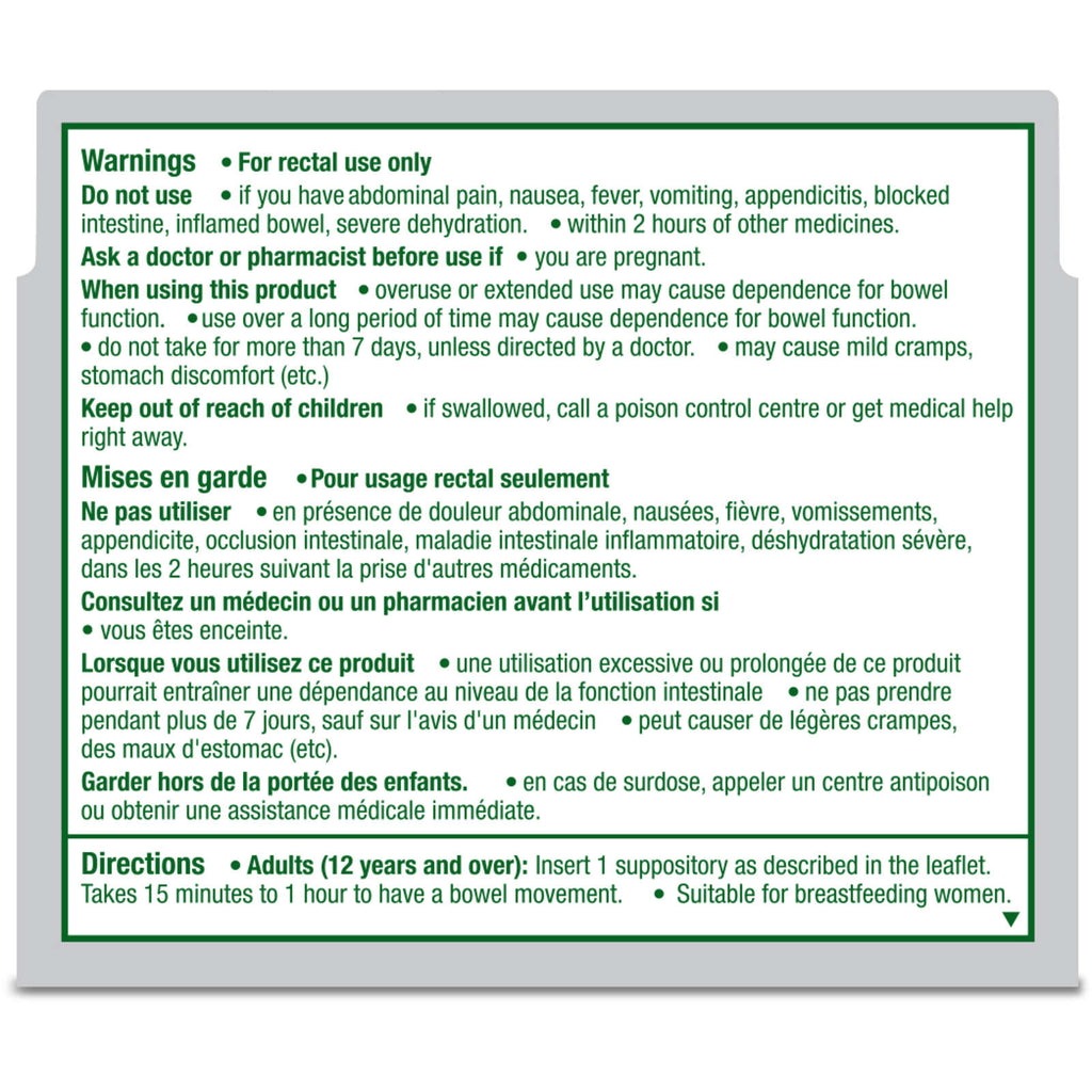 Dulcolax 10 MG Suppositories 6 CT - Bisacodyl Active Ingredient - Effective Relief of Occasional Constipation - Relief Within 15-60 Minutes - Suitable for Children 12 Years & Older, Adults and Breastfeeding Women
