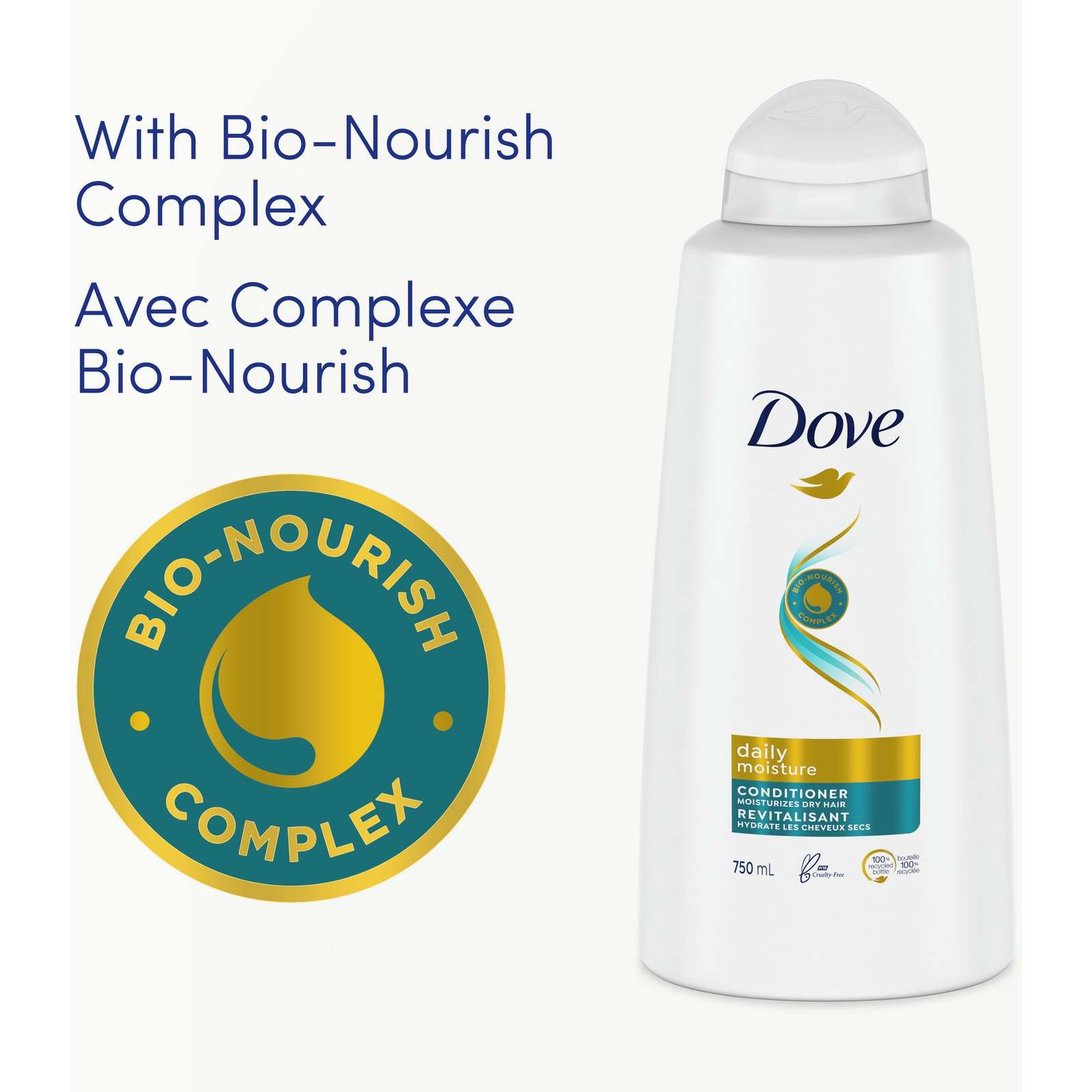 Dove Conditioner nourishes to make hair softer and smoother Daily Moisture with Pro-Moisture Complex 750 ml