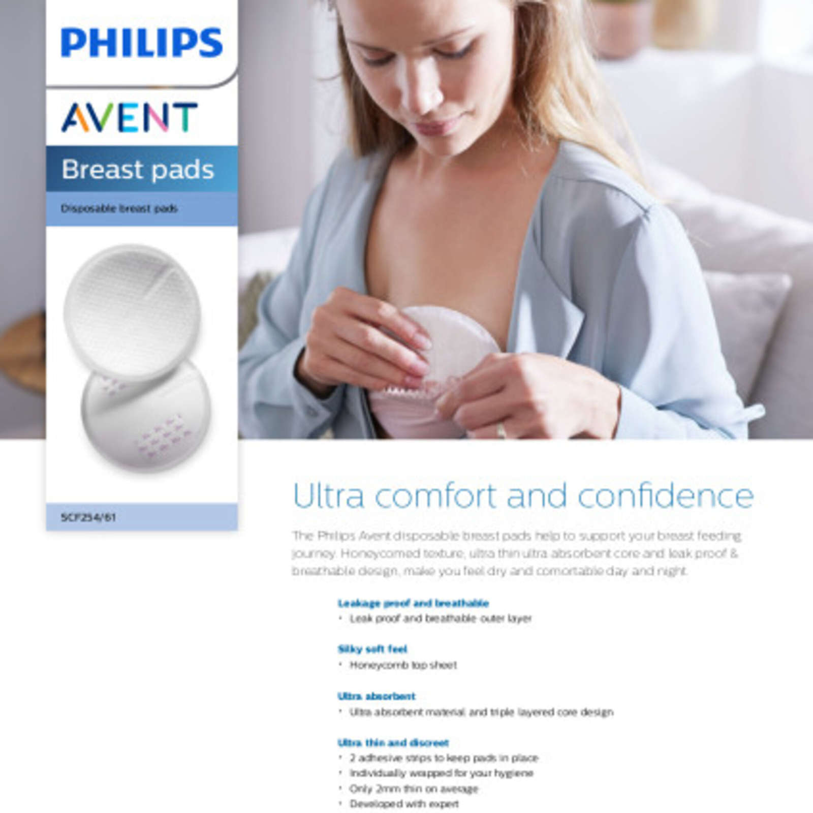 Avent Maximum Comfort Disposable Breast Pads, 60ct, SCF254/61