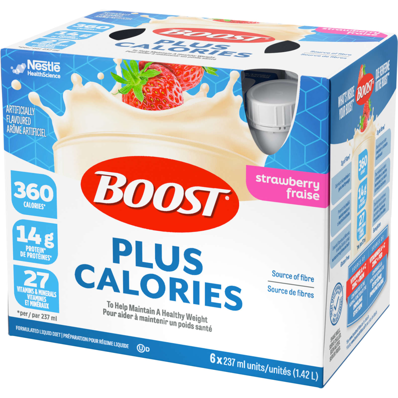 PLUS Calories Strawberry Formulated Liquid Diet Drink,6 x 237 ml