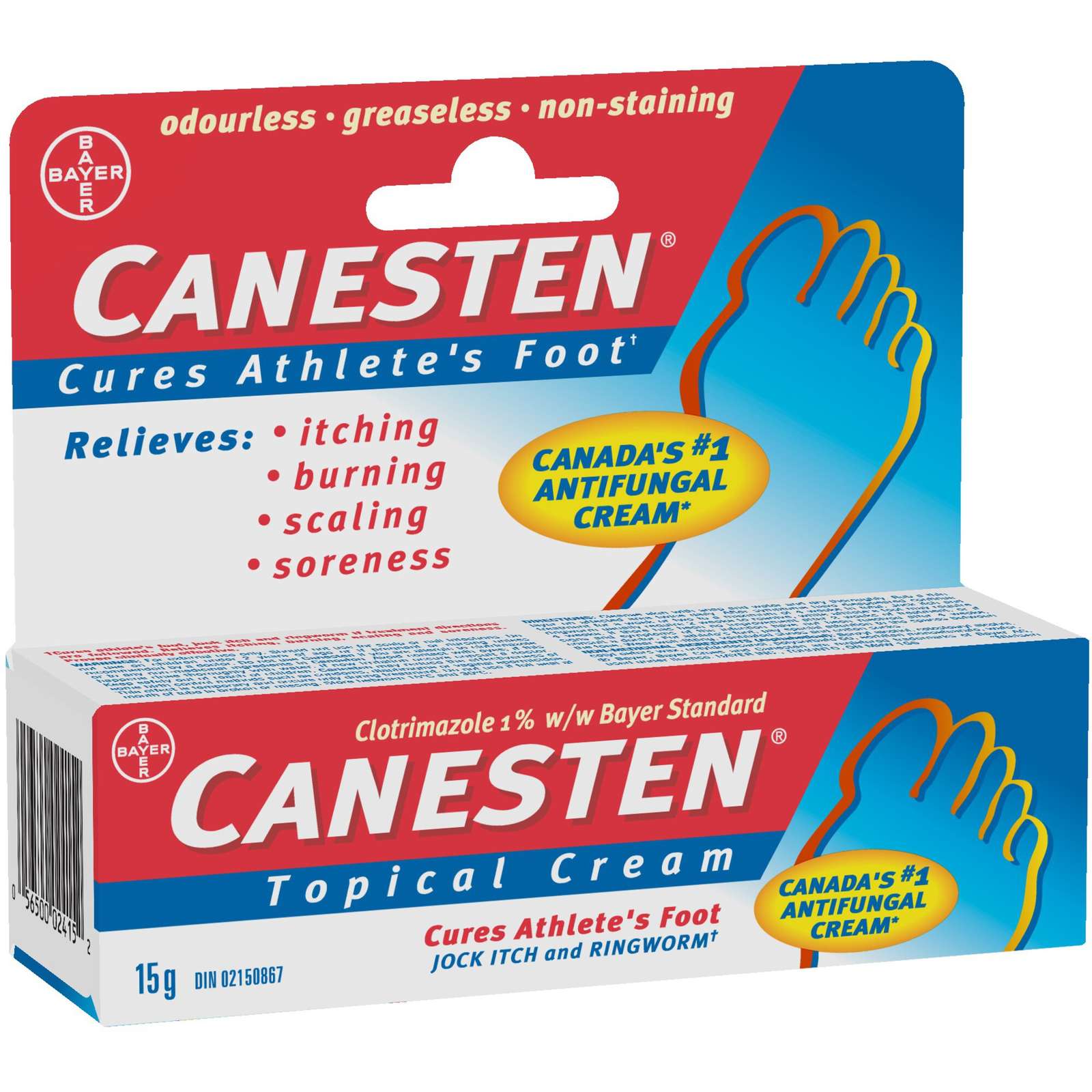 Canesten Antifungal 1-Percent Topical Cream, Relieves Itching, Burning, Scaling, Soreness, 15g
