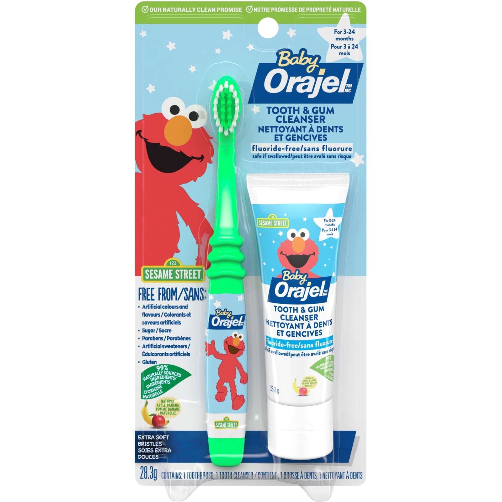 Elmo Fluoride-Free Tooth and Gum Cleanser with Toothbrush