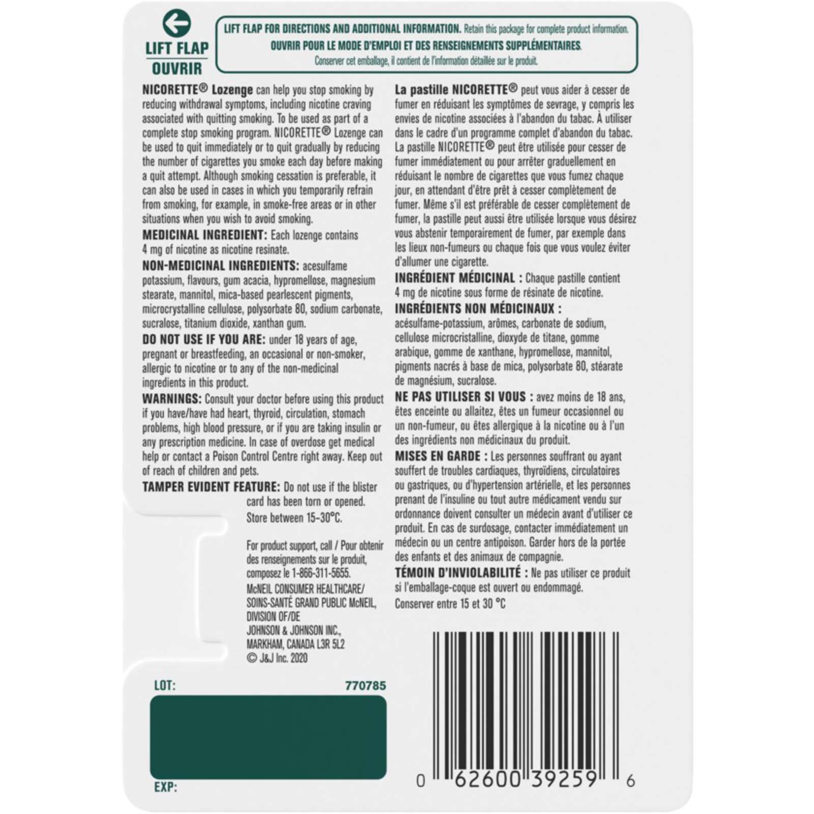 Nicotine Lozenges, 4mg, Mint, 20 Count