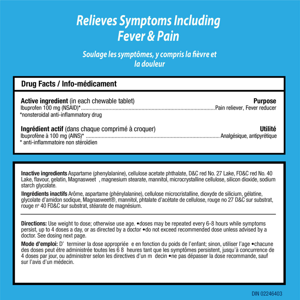 Junior Strength Advil Pain Reliever and Fever Reducer Ibuprofen Chewable Tablets, Fruit, 20 Count