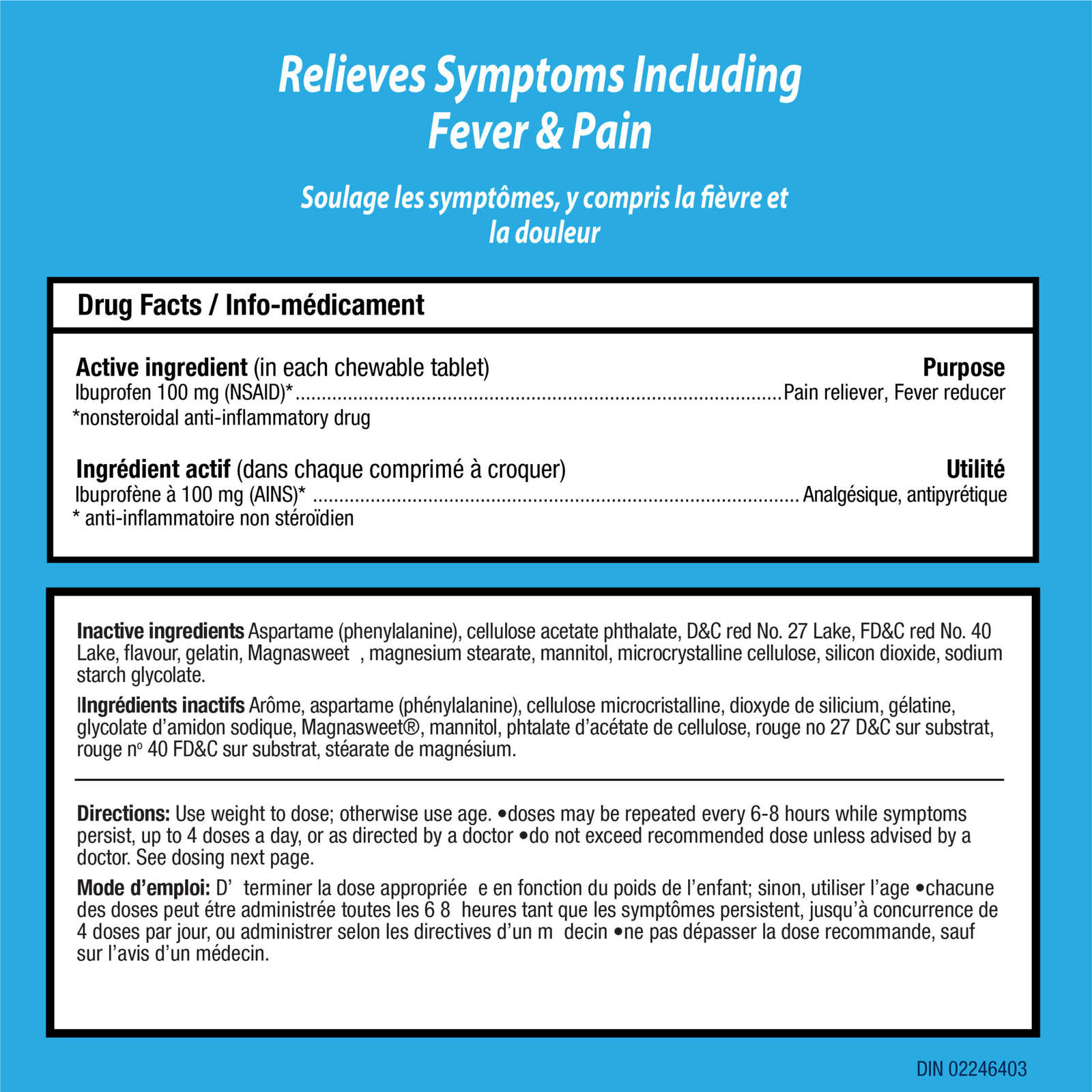 Junior Strength Advil Pain Reliever and Fever Reducer Ibuprofen Chewable Tablets, Fruit, 20 Count