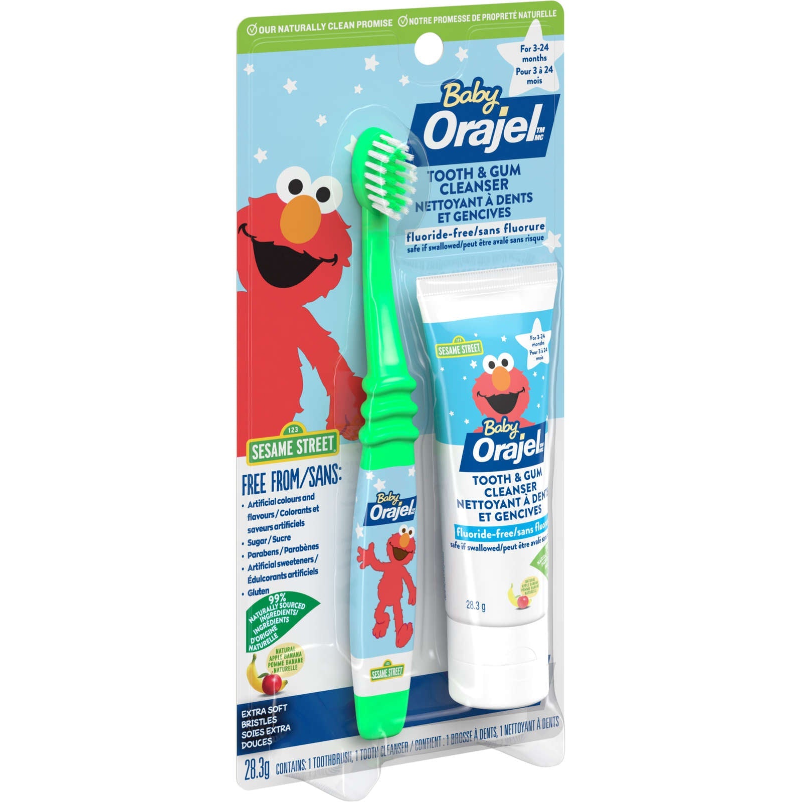 Elmo Fluoride-Free Tooth and Gum Cleanser with Toothbrush