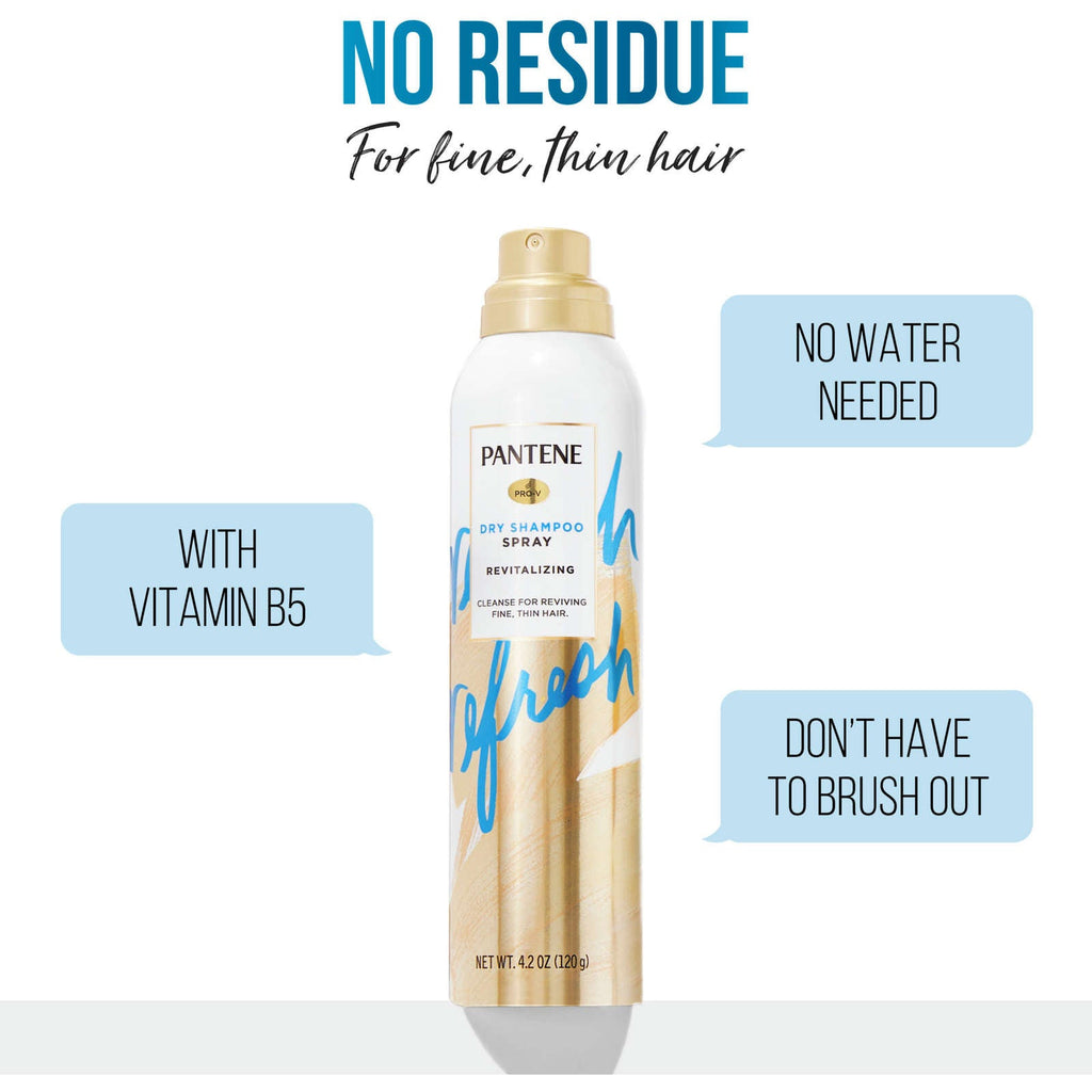 Dry Shampoo Spray, Volumizing and Cleansing with Vitamin B5, for Fine, Thin and Color Treated Hair, Pro-V Refresh