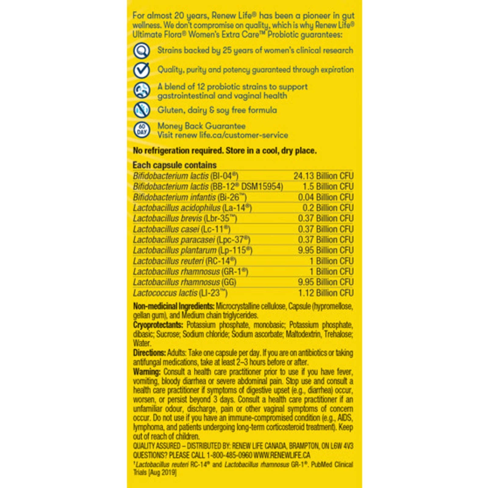 Ultimate Flora Women's Extra Care Probiotic, 50 Billion Active Cultures, 60 Vegetarian capsules