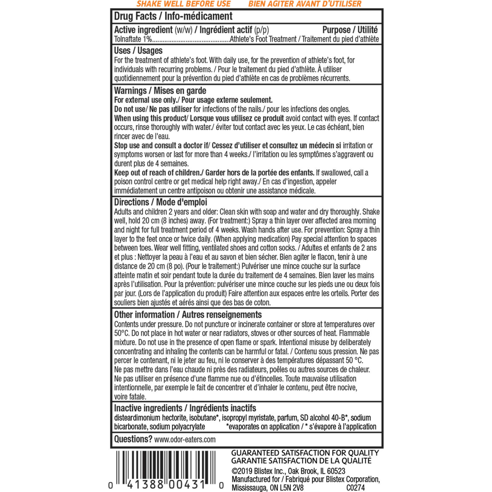 Odor Eaters Foot Sneaker Spray