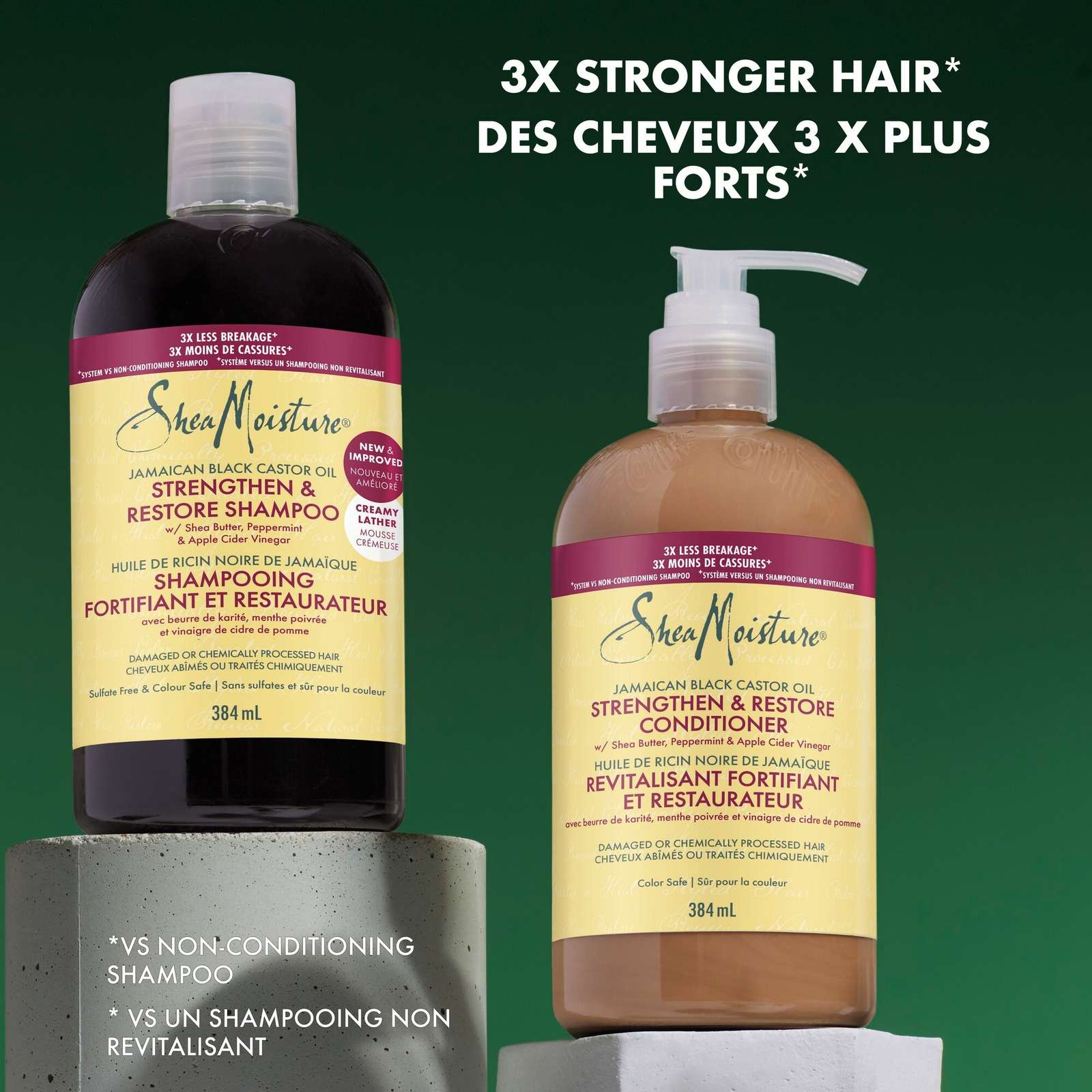 SheaMoisture Jamaican Black Castor Oil Strengthen & Restore conditioner For Damaged Hair with Shea Butter, Peppermint and Apple Cider Vinegar 384 ml