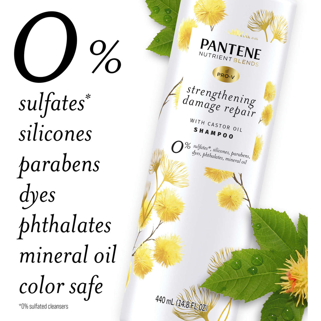 Sulfate Free Shampoo, Hair Strengthening Anti Frizz Damage Repair with Castor Oil, Safe for Color Treated Hair, Nutrient Blends