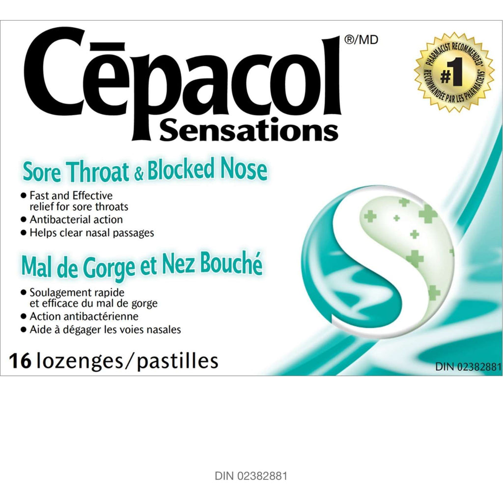 Cepacol® Sensations Sore Throat and Blocked Nose, Sore Throat Lozenges, 16 ct