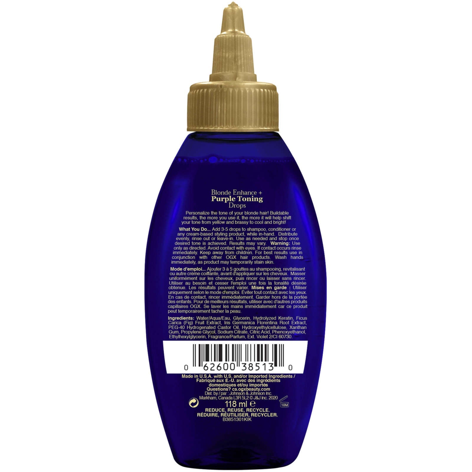 Blonde Enhance + Purple Toning Drops, Blonde Toning to Personalize Your Blonde, Silver, Pre-lightened, Natural Blonde Hair, with Keratin, Sulfate Surfactant Free, Paraben Free