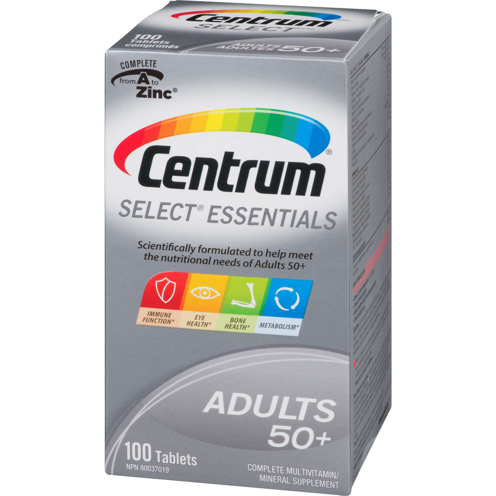 Centrum Select Essentials Adults 50+ Multivitamin and Multimineral Supplement Tablets, 100 Count